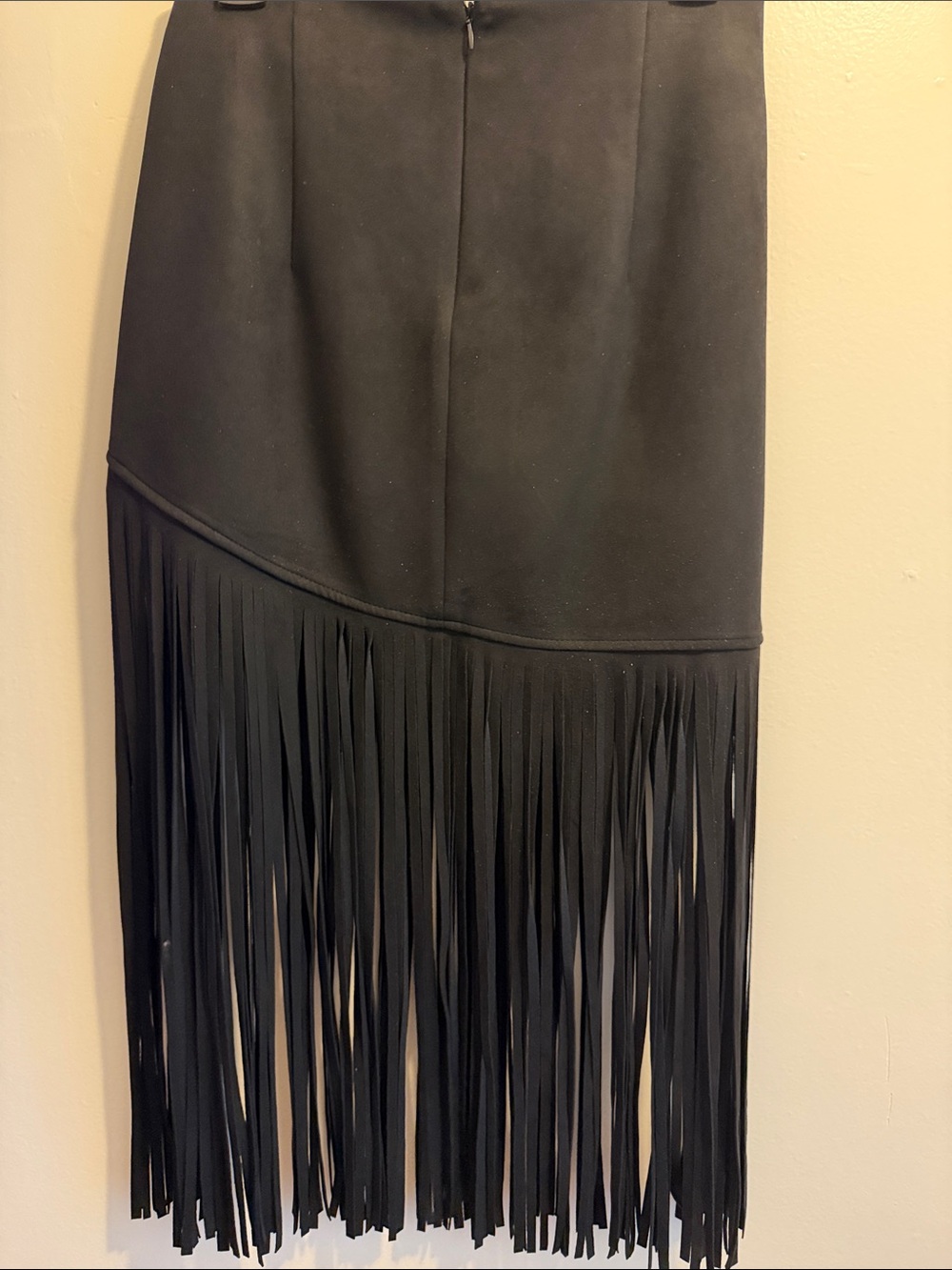 Black Fringe Mini Skirt - Sleek Women’s Skirt - Picture 2 of 5